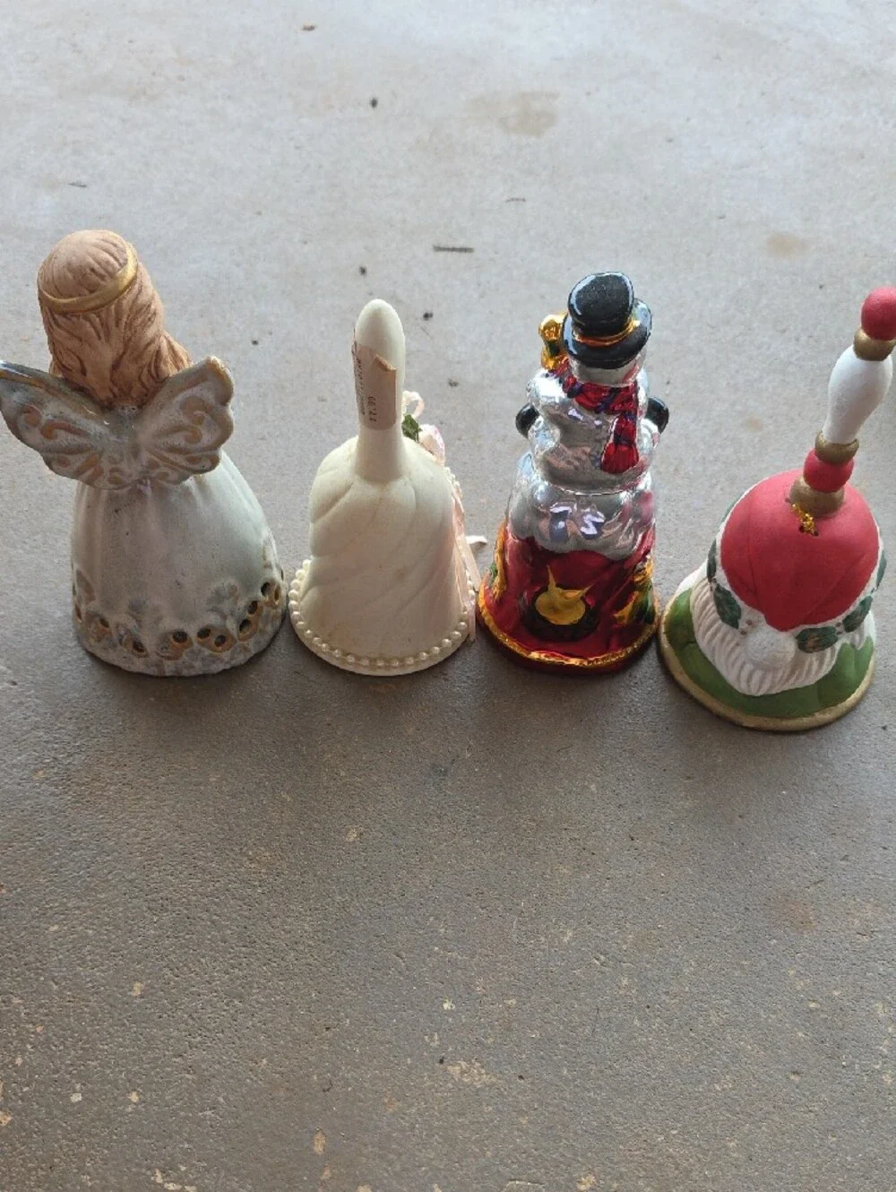 Assorted Decorative Ceramic Bells - Angel, Floral, Snowman, Santa